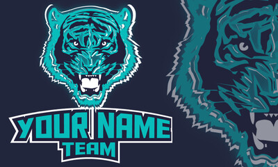 tiger head e sports gaming mascot logo design template t short badge