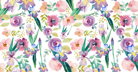 The background for social networks flowers watercolor by hand
