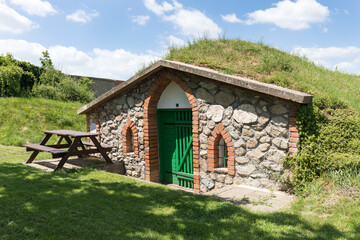 Group of typical outdoor wine cellars in Moravia, Czech Republic
Old traditional cellar with bottles and barrels making wine.