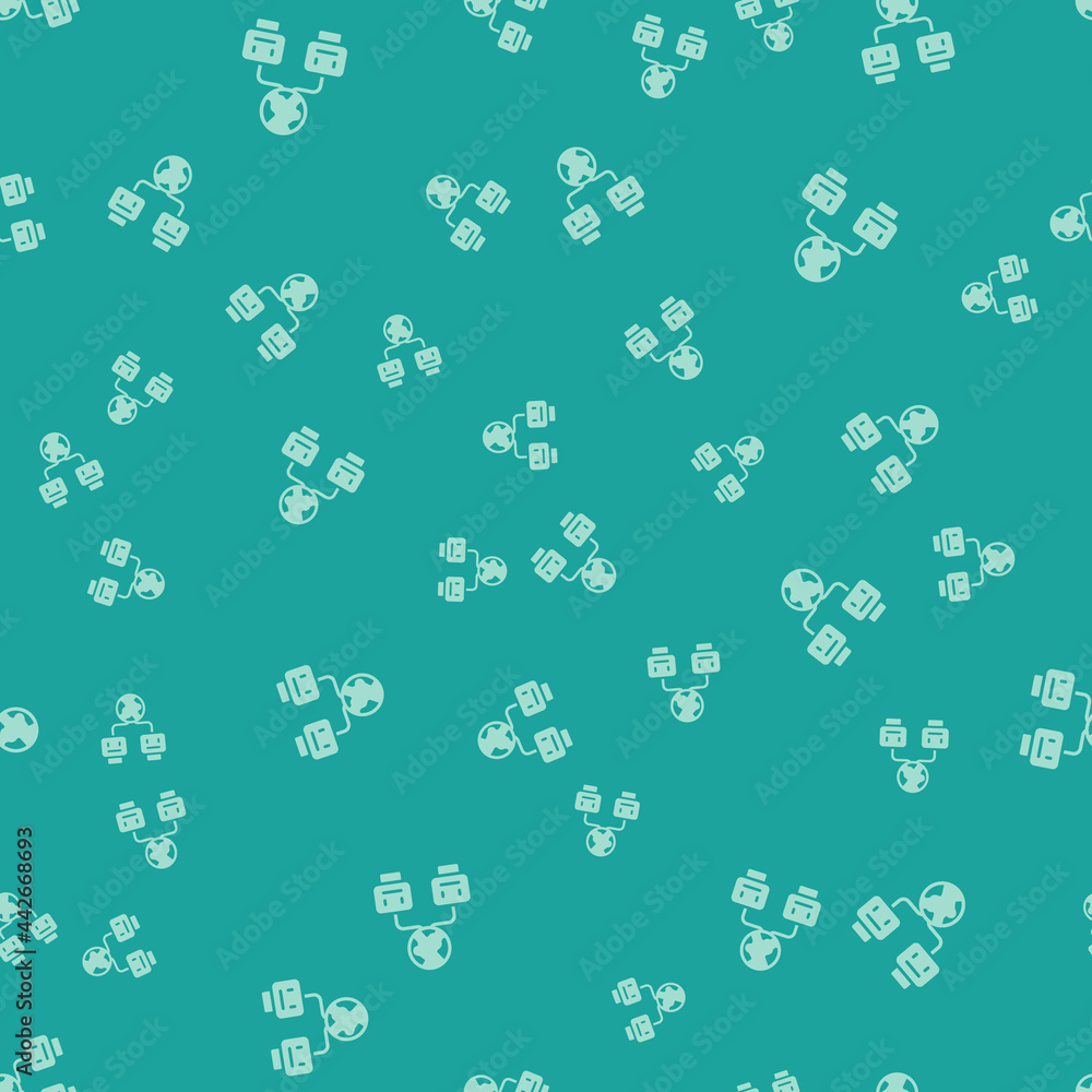 Poster green artificial intelligence icon isolated seamless pattern on green background. machine learning, 