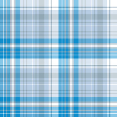 Seamless pattern in blue, white and gray colors for plaid, fabric, textile, clothes, tablecloth and other things. Vector image.