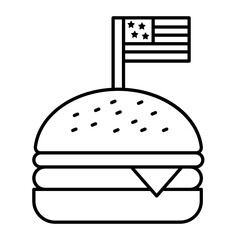 American Cuisine cheese burger Vector Icon Design, US Independence Day Symbol, USA federal holiday Sign, Memorial or Patriot Day Meal Stock illustration, The Hamburger Concept