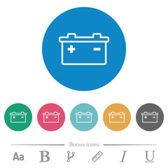 Accumulator outline flat round icons