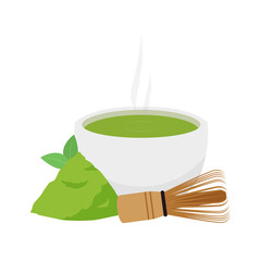 Matcha cup vector. symbol. wallpaper. free space for text. copy space. Matcha powder.