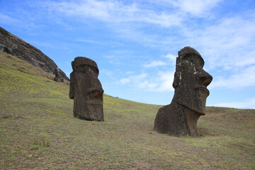 Moai at Rano Raraku on Easter Island, Chile