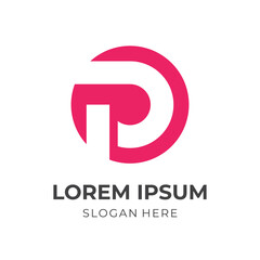 initial P logo concept with flat pink color style