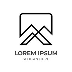 mountain logo vector with flat black color style