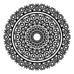 Ornamental luxury mandala pattern. Black complex doodle mandala on a transparent background, for printable coloring