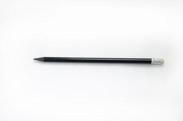 Black simple pencil isolated on a white background. office supplies