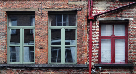 Fototapeta na wymiar old building with windows, Antwerp, Belgium