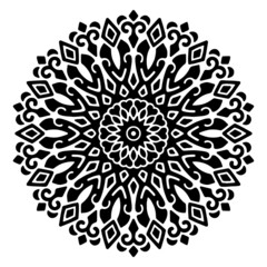 Ornamental luxury mandala pattern. Black complex doodle mandala on a transparent background, for printable coloring