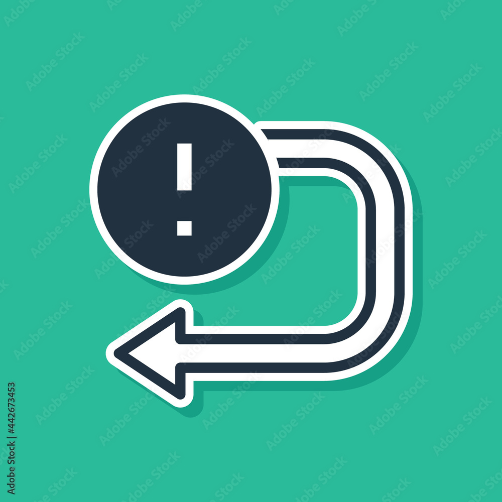 Poster blue arrow icon isolated on green background. direction arrowhead symbol. navigation pointer sign. v