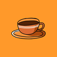 colored doodle illustration of a coffee cup. a mug for coffee or tea in a hand drawn vector. creative art graphic for decorative elements.