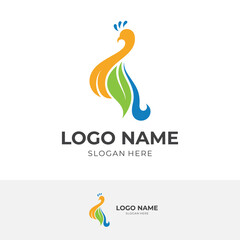 beauty logo concept with flat colorful style