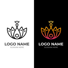 peacock logo template with flat black and orange color style