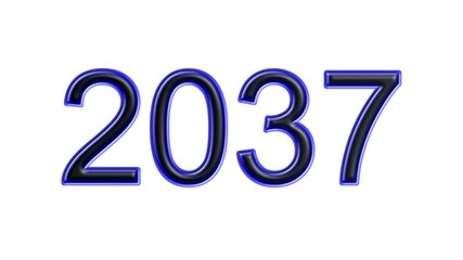 blue 2037 number 3d effect white background