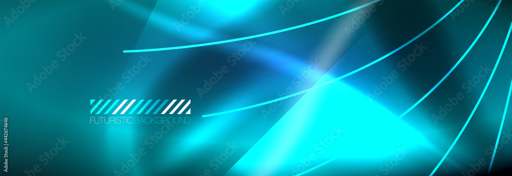 Wall mural neon dynamic beams vector abstract wallpaper background. wallpaper background, design templates for 