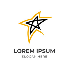 star light logo template with line black and yellow color style