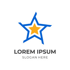 star logo concept with flat blue and yellow color style