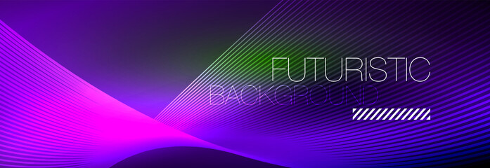 Abstract neon glowing light in the dark with waves. Shiny magic energy and motion concept, vector abstract wallpaper background