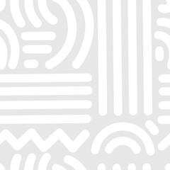 Seamless abstract pattern on gray background. Vector wallpaper.  Graphic contour striped ornament.