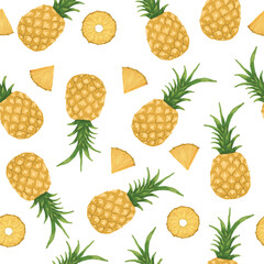 Seamless tropical pineapple pattern illustration 