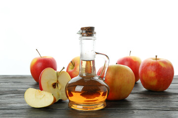 Homemade apple vinegar isolated on white background