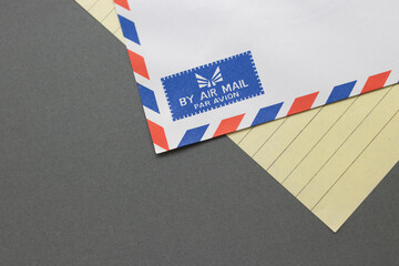 An aerogram,  a letter for transit via airmail