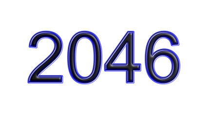 blue 2046 number 3d effect white background