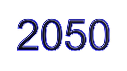 blue 2050 number 3d effect white background