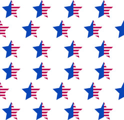 Fototapeta premium This is a patriotic seamless pattern for the 4th July. Happy independence textures. This is a holiday geometric print with stars, stripes.