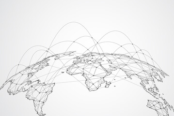 Global network connection. World map point and line composition concept of global business. Vector Illustration