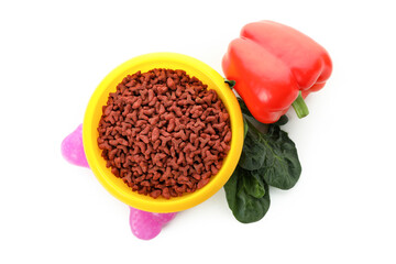 Concept of organic pet food isolated on white background