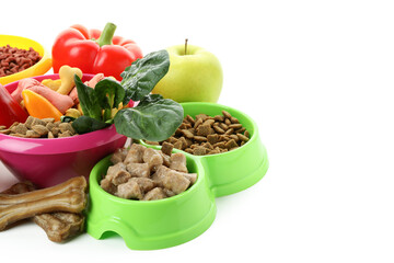 Concept of organic pet food isolated on white background