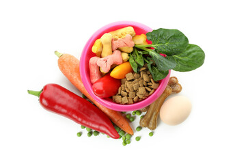 Concept of organic pet food isolated on white background