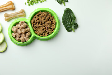 Concept of organic pet food on white background