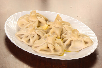 Georgian traditional cuisine – Khinkali with meat