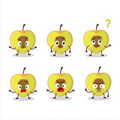 Cartoon character of slice of peach with what expression
