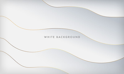 Modern abstract light silver background. Elegant wavy golden line effect. Vector illustration.