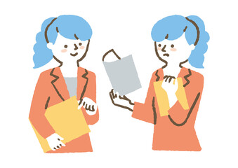 仕事の書類を持った女性_カラー