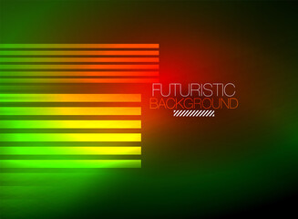 Bright neon color techno abstract background, shiny glowing neon lines in the dark background