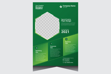 Green promotional creative corporate business flyer design template