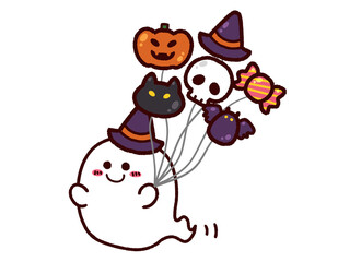 風船を持ったかわいいゴースト