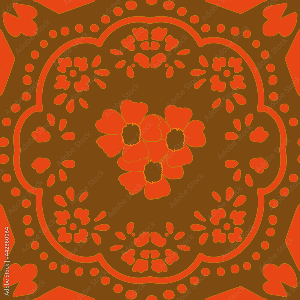 Poster retro colored ornament tiles from portugal vector seamless repeat pattern print background