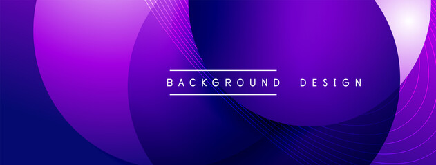 Gradient circles with shadows. Vector techno abstract background. Modern overlapping forms wallpaper background, design template