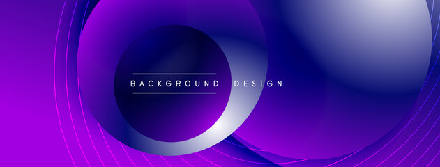 Gradient circles with shadows. Vector techno abstract background. Modern overlapping forms wallpaper background, design template