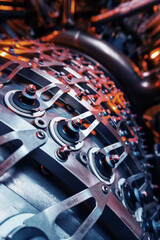 Parts of the operational gas turbine engine of a jet aircraft