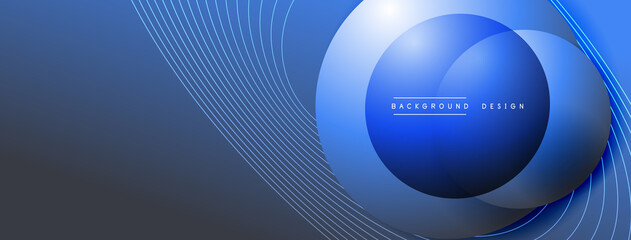 Gradient circles with shadows. Vector techno abstract background. Modern overlapping forms wallpaper background, design template