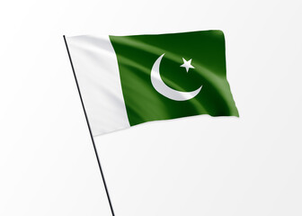 Pakistan flag flying high in the isolated background Pakistan independence day - obrazy, fototapety, plakaty