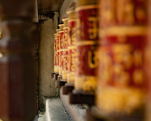 Spinning prayer wheels in nepal